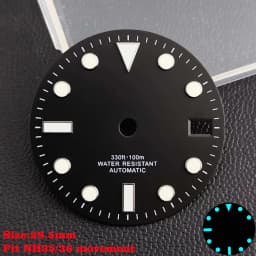 28.5mm Aseptic Dial Suitable for NH34/NH35/NH36 Movement Blue-Green Luminous Dial Replacement Part Watch Watches Dial