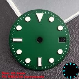28.5mm Aseptic Dial Suitable for NH34/NH35/NH36 Movement Blue-Green Luminous Dial Replacement Part Watch Watches Dial