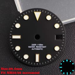28.5mm Aseptic Dial Suitable for NH34/NH35/NH36 Movement Blue-Green Luminous Dial Replacement Part Watch Watches Dial