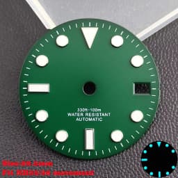 28.5mm Aseptic Dial Suitable for NH34/NH35/NH36 Movement Blue-Green Luminous Dial Replacement Part Watch Watches Dial