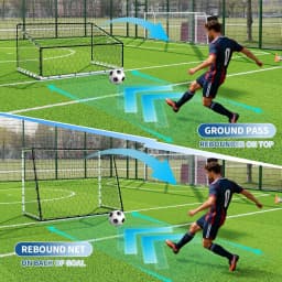 Heavy Duty Portable Soccer Goal for Backyard Beach, Metal Frame Mesh Collapsible Soccer Rebounder Net Football Trainer w/ Bag