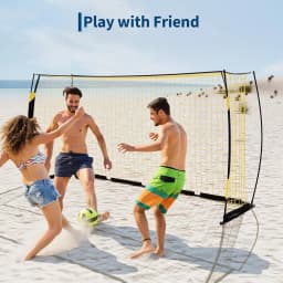 Heavy Duty Portable Soccer Goal for Backyard Beach, Metal Frame Mesh Collapsible Soccer Rebounder Net Football Trainer w/ Bag