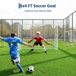 Heavy Duty Portable Soccer Goal for Backyard Beach, Metal Frame Mesh Collapsible Soccer Rebounder Net Football Trainer w/ Bag