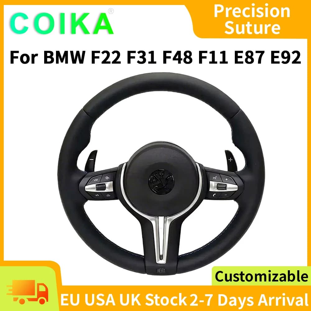 Interior M Series Leather Steering Wheel For BMW M3 M5 F20 F22 F23 F30 F33 F34 X1 F48 X5 F15 X3 F25 F80 E90 E70 E84 With Paddles