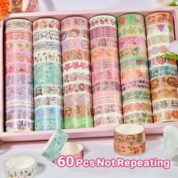 60 PCS/Set Cute Washi Tapes Japanese 1.5cm Adhesive Decorative Masking Tape Scrapbook Stationery Stickers School Supplies