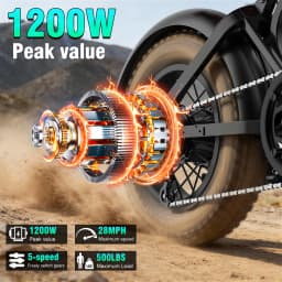 1200W All-terrain Electric Motorcycle, 48V18Ah Adult Electric Dirt Bike, 28MPH, 5-speed Variable Speed, Load Capacity of 500LBS
