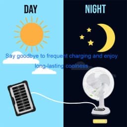 1pcs 12 inch 14400mAh Battery Capacity Portable Solar Charging Fan with 2 Bulbs with LED Lighting and USB Phone Charging