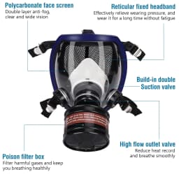 Full Face Respirator Gas Mask 40 Mm Activated Carbon Filter Canister Suitable for Fumes Chemical, Spray Paint, Tactical-Survival