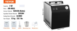 SucceBuy Upright Automatic Ice Cream Maker with Built-in Compressor 2 Quart No Pre-freezing Fruit Yogurt Machine 4 Modes