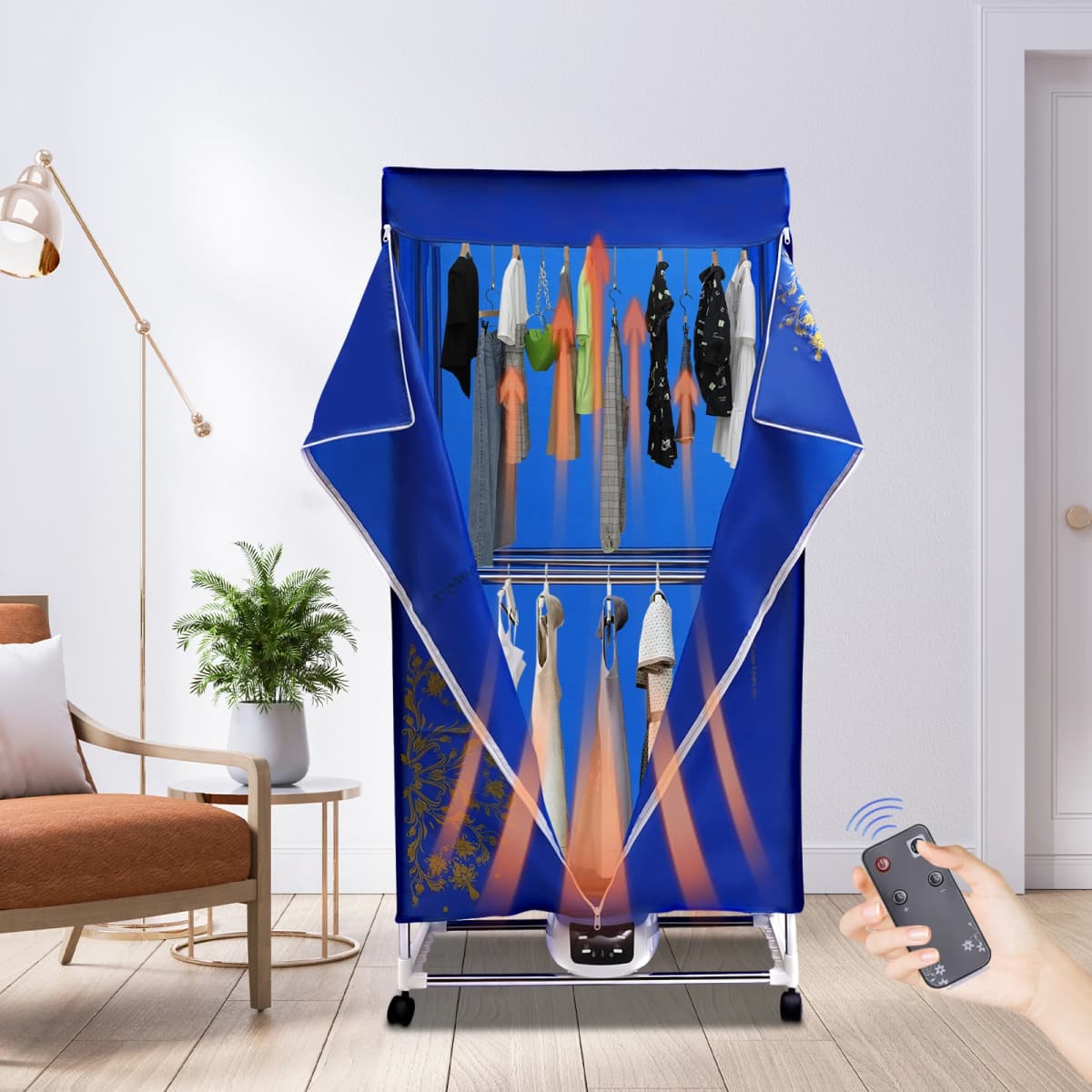1200-1500W Portable Travel Clothes Dryer Machine PTC 5-layer Heating for Apartments, New Generation Electric Clothes Drying