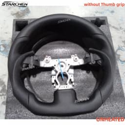 Full Black Leather or Real Carbon Fiber Steering Wheel for Infiniti G37 G25 Ex37 2008-2013 W/ Black Thumb Grip (Non-heated)