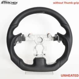 Full Black Leather or Real Carbon Fiber Steering Wheel for Infiniti G37 G25 Ex37 2008-2013 W/ Black Thumb Grip (Non-heated)