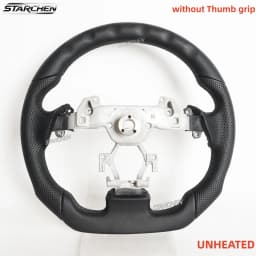 Full Black Leather or Real Carbon Fiber Steering Wheel for Infiniti G37 G25 Ex37 2008-2013 W/ Black Thumb Grip (Non-heated)