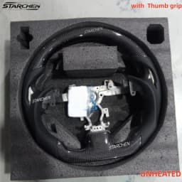 Full Black Leather or Real Carbon Fiber Steering Wheel for Infiniti G37 G25 Ex37 2008-2013 W/ Black Thumb Grip (Non-heated)
