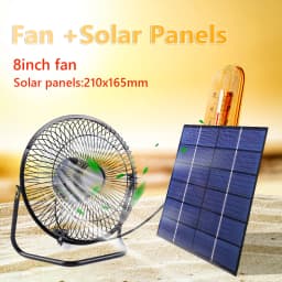 7W 6V Solar Panel with 8inch USB Exhaust Fan Solar Panel Powered Fan Ventilator for Home/Office/Outdoor Travel Camping/Pet House
