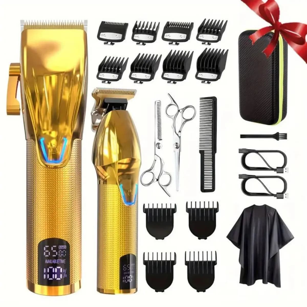 Cordless Hair Clipper And Trimmer Kit For Men - Professional Barber Clipper Machine, Rechargeable Outliner Trimmer