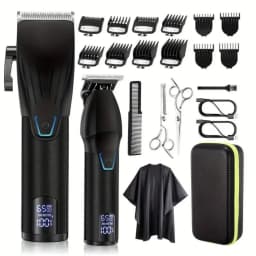 Cordless Hair Clipper And Trimmer Kit For Men - Professional Barber Clipper Machine, Rechargeable Outliner Trimmer