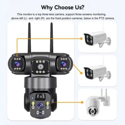 9MP Full HD Solar WiFi Camera 3 Screen 3 Lens 10X Zoom PIR Human Detect Camera Surveillance Night Vision Security Protection