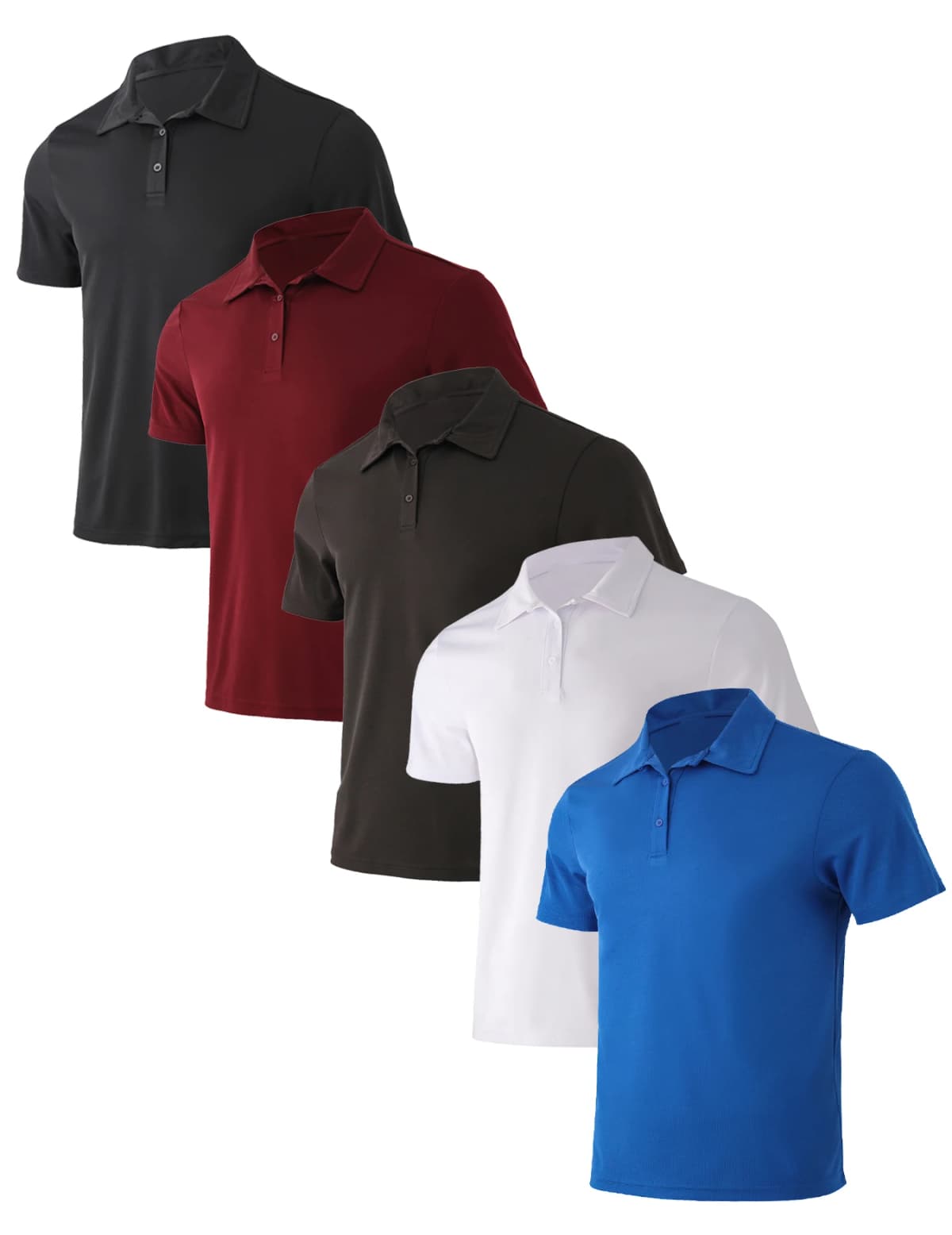 5-Piece Men's Summer Solid Color Short-Sleeved Polo Shirt Breathable Quick-Drying Short-Sleeved Top