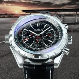 JARAGAR Fashion Sports Automatic Mechanical Watch for Men Multifunctional Small Dials Leather Steel Strap Business Mens Watches