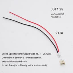 10 PCS Mini Micro Female JST 1.25 1.25mm 2-Pin 2PIN /3/4/5/6P Pin Connector Plug with 80mm 100mm 150mm 200mm Wires Cables