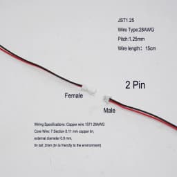 10 PCS Mini Micro Female JST 1.25 1.25mm 2-Pin 2PIN /3/4/5/6P Pin Connector Plug with 80mm 100mm 150mm 200mm Wires Cables