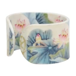 Bonsny Plastic Chinese Lotus Ink and Wash Painting Bangles Bracelets Traditional Ethnic Jewelry For Women Girls Ladies Wholesale