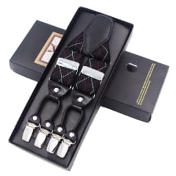 Fashion Suspenders Black Leather 6 Clips Braces Vintage Casual Suspensorio Tirante Trousers Strap Bretele Father/Husband's Gift