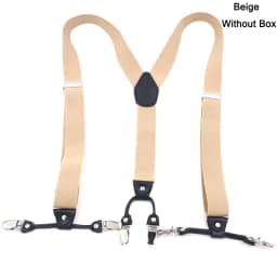 Fashion Suspenders Black Leather 6 Clips Braces Vintage Casual Suspensorio Tirante Trousers Strap Bretele Father/Husband's Gift