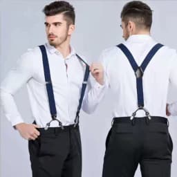Fashion Suspenders Black Leather 6 Clips Braces Vintage Casual Suspensorio Tirante Trousers Strap Bretele Father/Husband's Gift