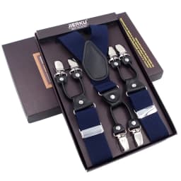 Fashion Suspenders Black Leather 6 Clips Braces Vintage Casual Suspensorio Tirante Trousers Strap Bretele Father/Husband's Gift