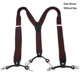 Fashion Suspenders Black Leather 6 Clips Braces Vintage Casual Suspensorio Tirante Trousers Strap Bretele Father/Husband's Gift