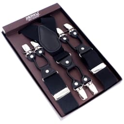 Fashion Suspenders Black Leather 6 Clips Braces Vintage Casual Suspensorio Tirante Trousers Strap Bretele Father/Husband's Gift
