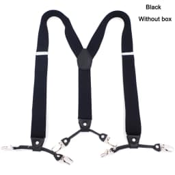 Fashion Suspenders Black Leather 6 Clips Braces Vintage Casual Suspensorio Tirante Trousers Strap Bretele Father/Husband's Gift
