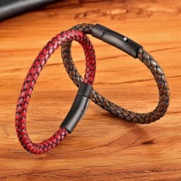 TYO Custom Minimalist Stainless Steel Watch Real Leather Braided Bangle Bracelet for Men's Women Fashion Jewelry Gifts