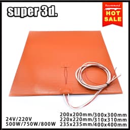 Silicone Heated Bed Heating Pad Waterproof 220/300/310/235/400MM 24V/220V for 3D Printer Ender3 CR10 Parts Hot Bed