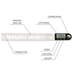 SHANHR 200mm/300 mm Digital Meter Angle Inclinometer Angle Digital Ruler Electron Goniometer Protractor Angle Finder