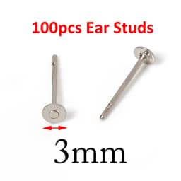 100pcs Gold Color 316L Stainless Steel Earring Studs DIY Ear Blank Post Pins 3-12mm Flat Round Tray Base Ear Jewelry Making DIY