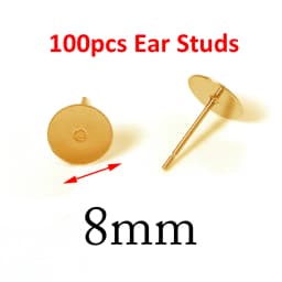 100pcs Gold Color 316L Stainless Steel Earring Studs DIY Ear Blank Post Pins 3-12mm Flat Round Tray Base Ear Jewelry Making DIY