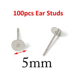 100pcs Gold Color 316L Stainless Steel Earring Studs DIY Ear Blank Post Pins 3-12mm Flat Round Tray Base Ear Jewelry Making DIY