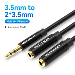 Vention Audio Splitter Cable 3.5mm Male to 2 Female Jack 3.5mm Mic Y Splitter Aux Cable for iPhone Laptop MP3 Headphone Splitter