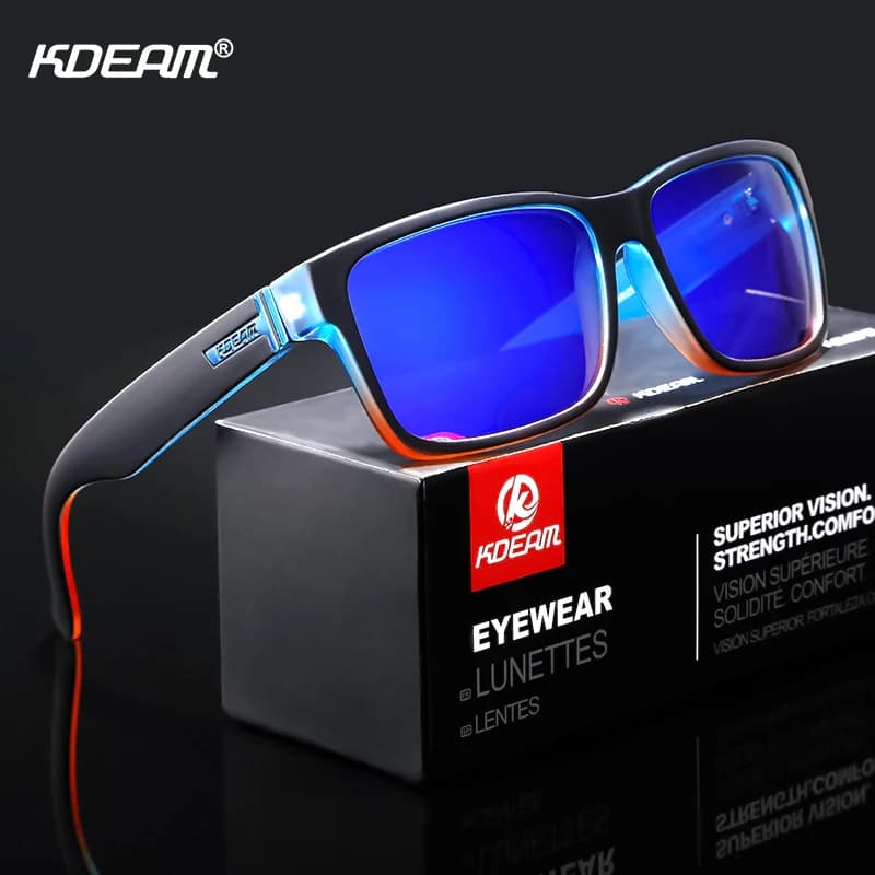 KDEAM Revamp Of Sport Men Sunglasses Polarized Shockingly Colors Sun Glasses Outdoor Driving Photochromic Sunglass With Box