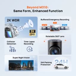 70mai M310 Plus 2K Dash Cam 1440P Image Enhanced Night Vision f/1.55 Aperture 24H Parking Mode Smart Voice Control Car Camera