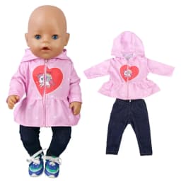 Doll Clothes for 43cm Baby Doll Leather Jacket Pants Set for 17 Inch Baby Doll Coat Winter Clothes Drop Shipping