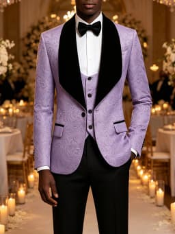 Men Light Blue Jacquard Tuxedo 3 Piece Suit Shawl Black Lapel Slim Fit Blazer Vest Pants Set Wedding Groom Prom Dinner Party Formal Mens Suit