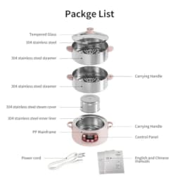 Bear Electric Multifunctional Food Steamer with Timer 2-Tiered Stackable Stainless Steel Baskets Auto Shut-off Anti-dry Protect