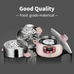 Bear Electric Multifunctional Food Steamer with Timer 2-Tiered Stackable Stainless Steel Baskets Auto Shut-off Anti-dry Protect