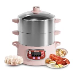 Bear Electric Multifunctional Food Steamer with Timer 2-Tiered Stackable Stainless Steel Baskets Auto Shut-off Anti-dry Protect