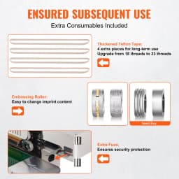 SucceBuy Continuous Bag Band Sealing Machine 6-12 mm Horizontal Band Sealer with Inflation Function for 0.02-0.8 mm Plastic Bags