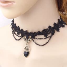 Handmade Velvet Lace Vintage Choker Necklace for Women Collar Torques Trendy Neck Jewelry Stretch Charm Gothic Punk Black Heart